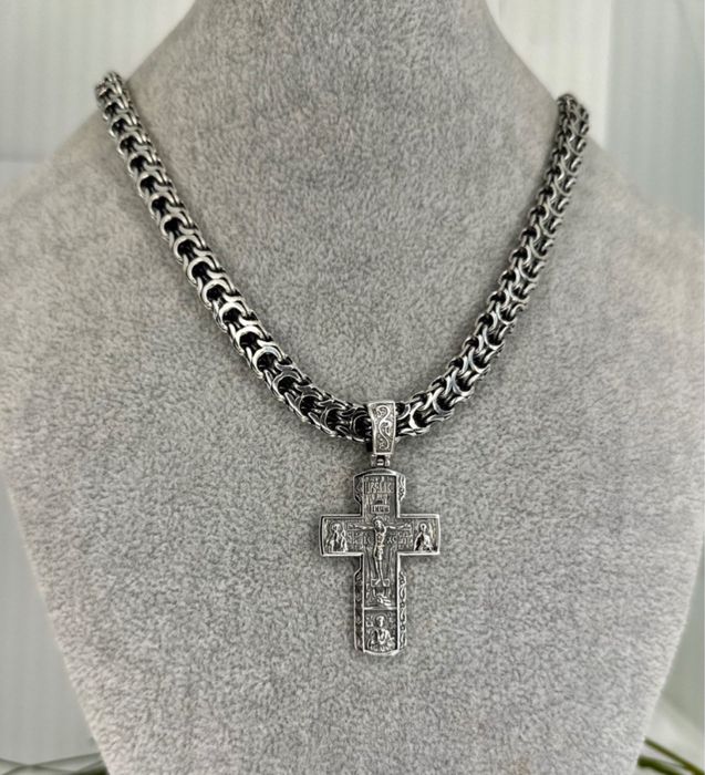 Zestaw: srebrny łańcuszek i krzyżyk – próba 925