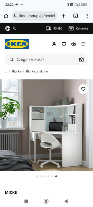 Biurko narożne Ikea MICKE