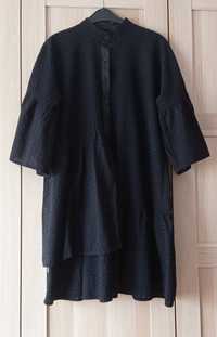 Ażurowa krótka czarna sukienka, tunika