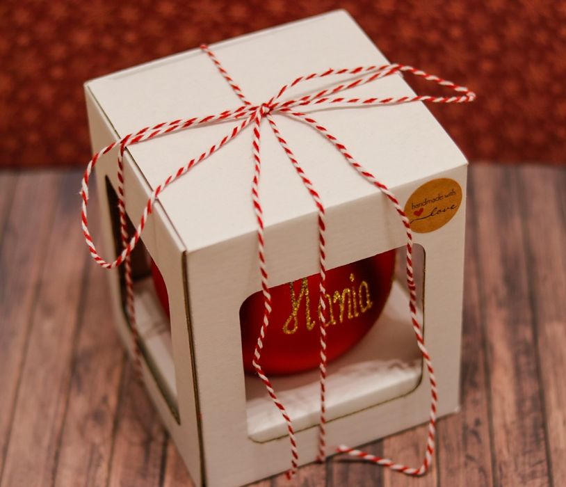 Bombka z misiem i imieniem