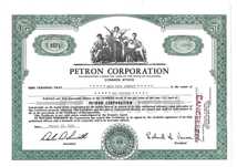 Bonds Shares Ações Petron Corporation 100 - ações 1961 USA