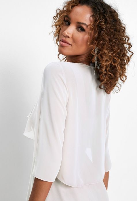 Wyprzedaż 2 bolerko ślubne śmietankowe 40 42 szyfon narzutka