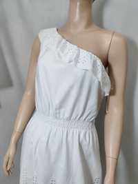 Sukienka koktajlowa letnia biała z haftem jedno ramię ESPRIT 42 SU0064