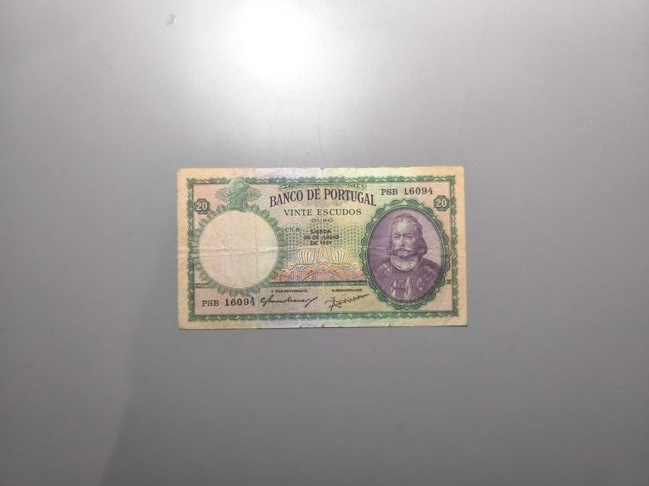 Nota de 20 Escudos – 26/06/1951 – Chapa 6