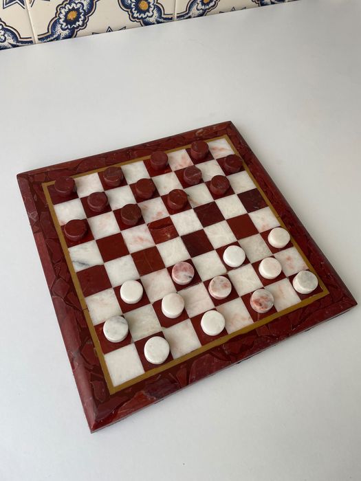 Jogo de Damas em Pedra Natural Feito à Mão