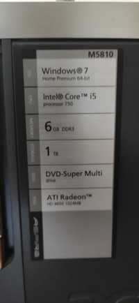 Acer Aspire M5810 i5-750 Tower Intel® Core™ i5 c/ Ecrã 22"