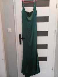 Zielona butelkowa zieleń suknia maxi wieczorowa m 38 długa nowa
