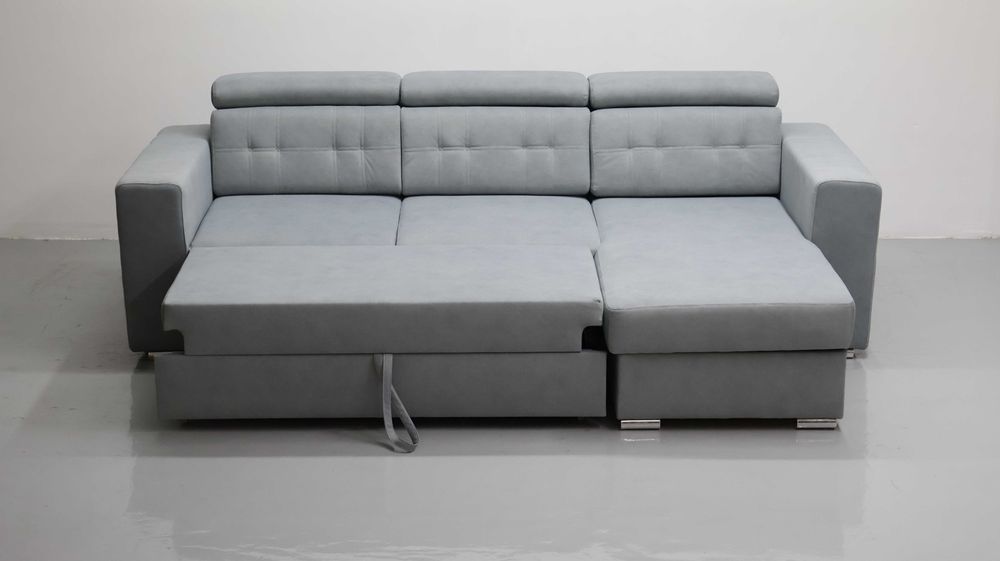 TMM NAROŻNIK funkcja spania pojemnik regulowane oparcie SOFA szara kol