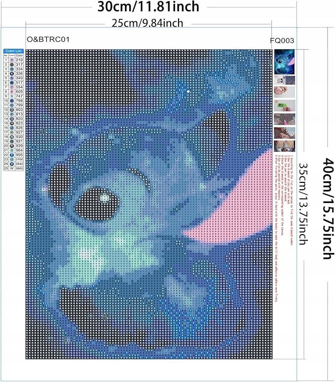 Diamentowy obraz zestaw do malowania 3d Stich dla dzieci 30x40