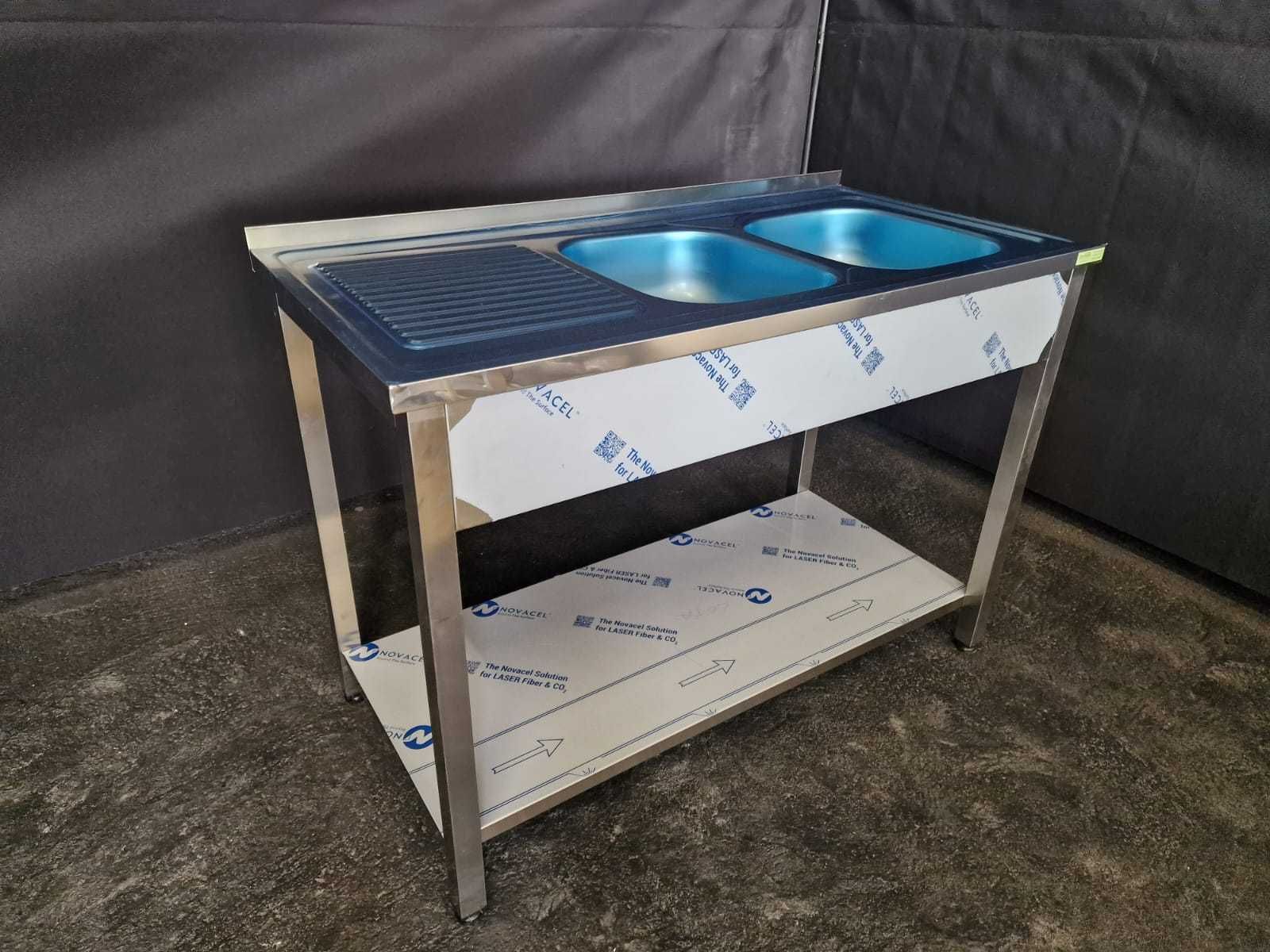 Bancada Aço Inox Nova com Lava Loiça Duplo 120x60