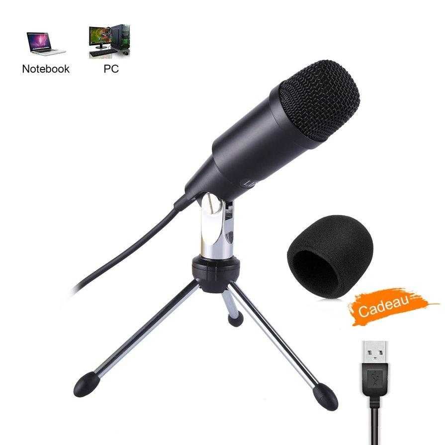 Leshp Przenośny Mikrofon dynamiczny karaoke PC Plug&Play ze statywem