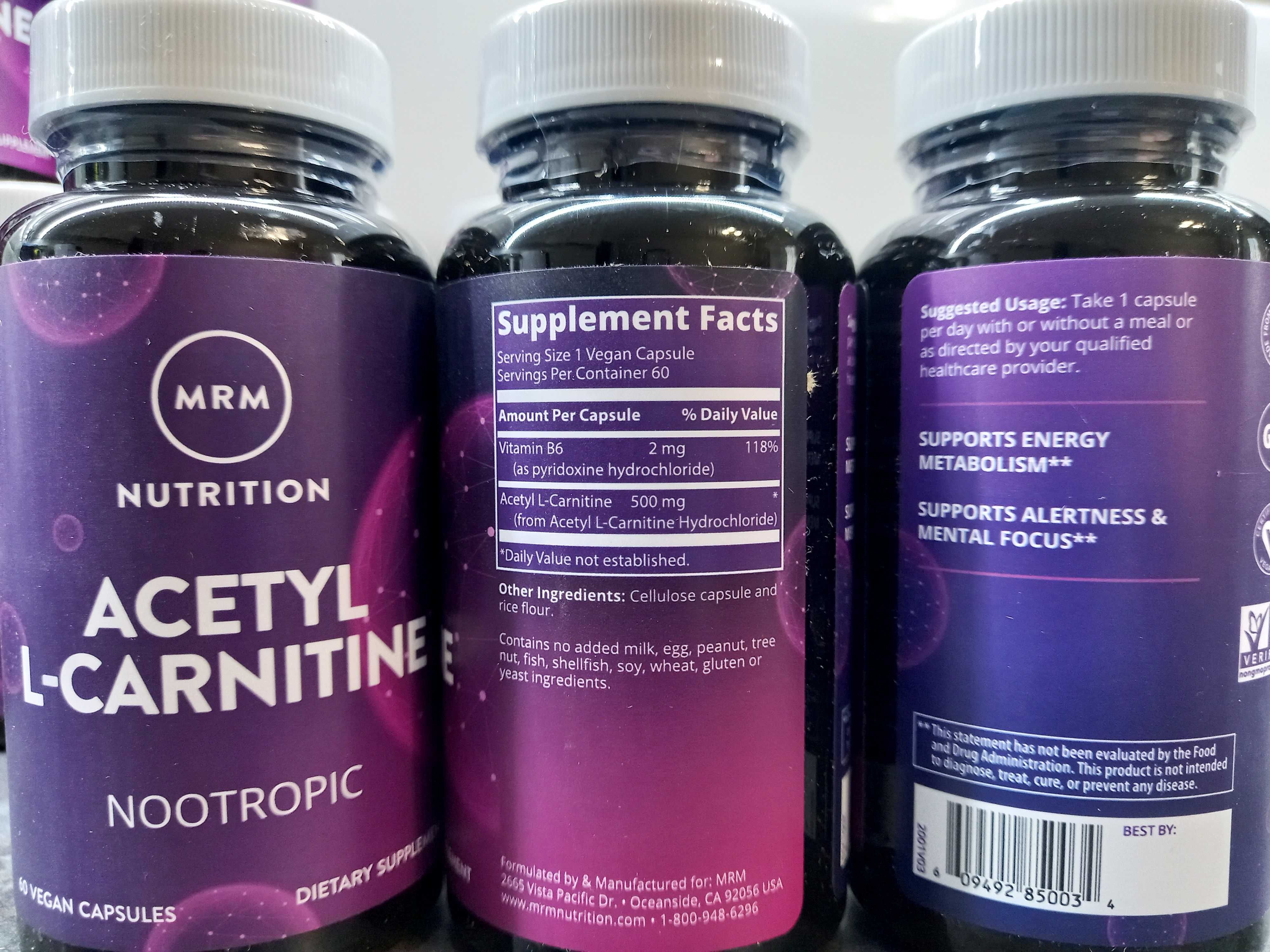 MRM, Acetyl L-Carnitine (60 капс.), L-карнитин жиросжигатель