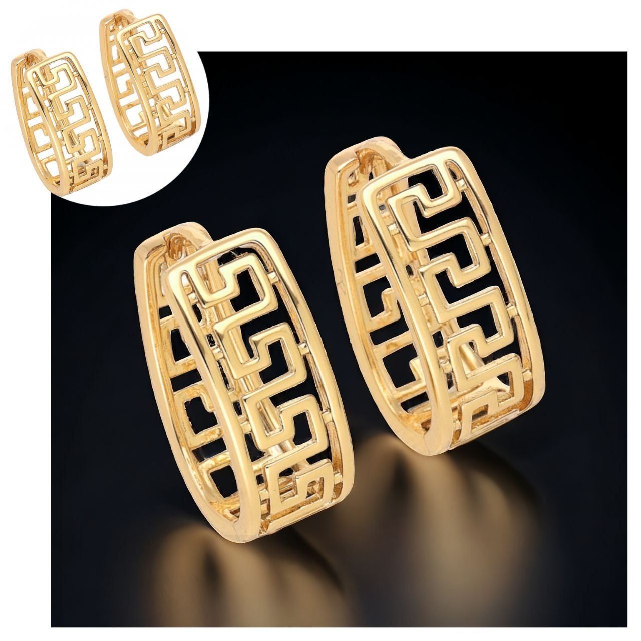 Kolczyki złote ze stali chirurgicznej grecki wzór eleganckie
