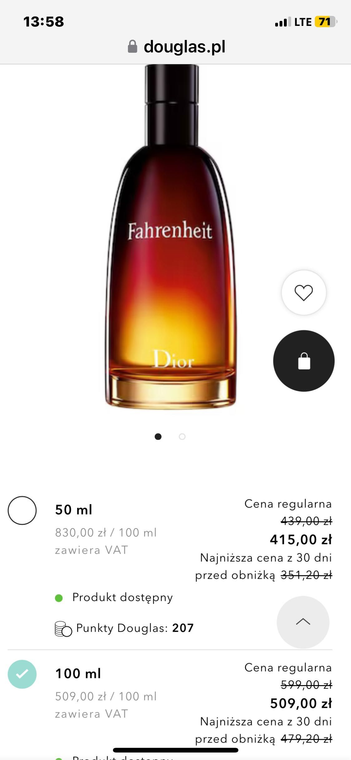 Dior Fahrenheit Eau de toilette 100ml douglas oryginał