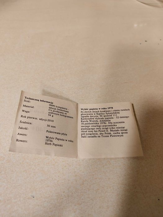 Medal Życie Papieża Jana Pawła II - Wybór Papieża