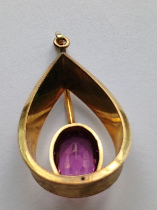 Ametyst przywieszka pozłacana