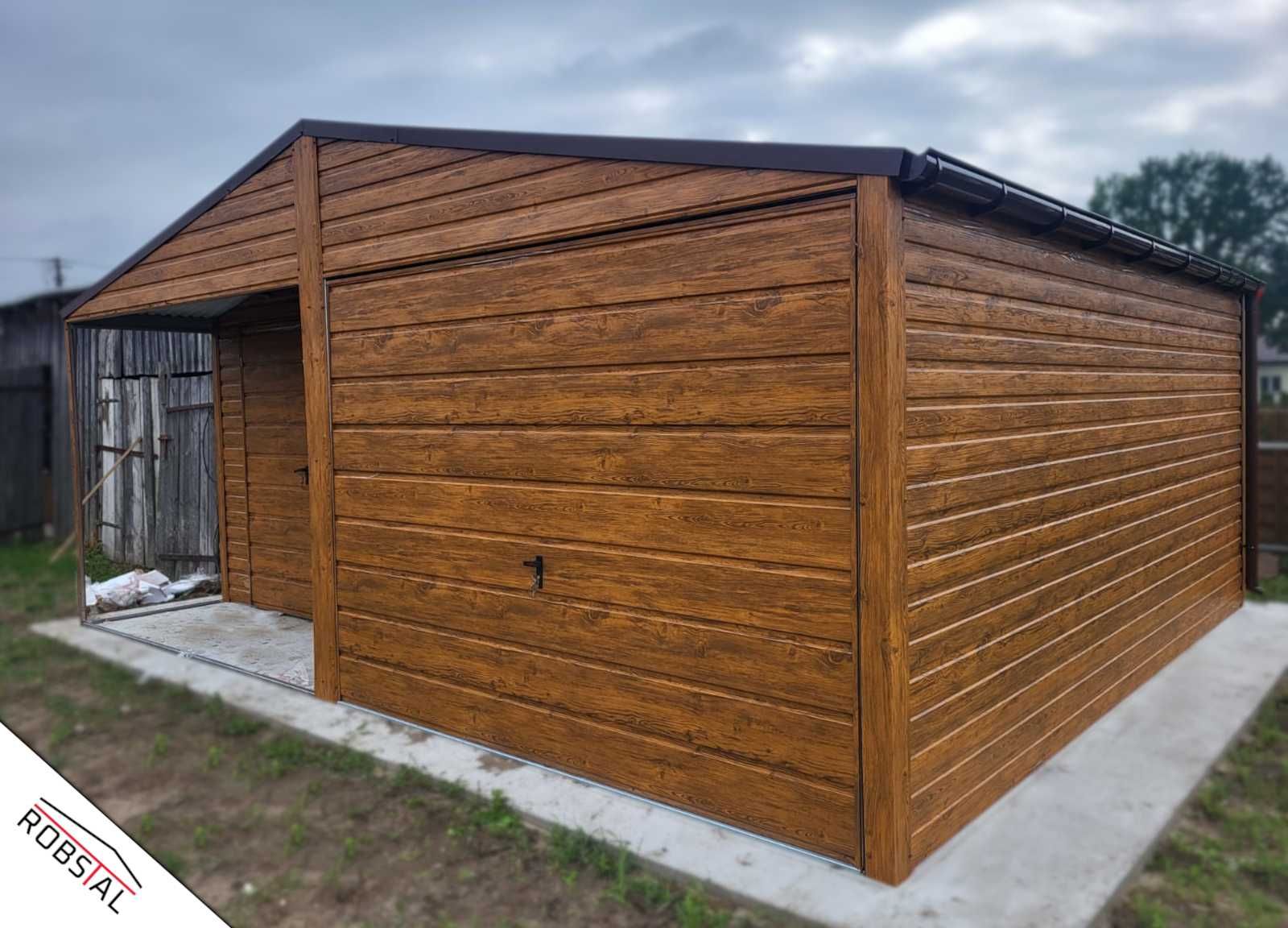 Garaż Blaszany 6x5 Dwuspadowy Drewnopodobny PREMIUM Darmowy Montaż