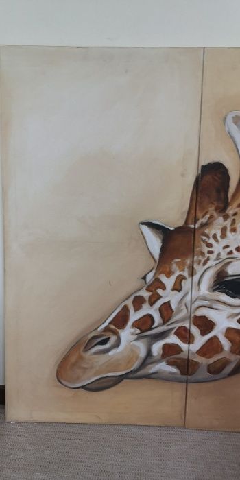 Triptico a óleo "Girafas" de Nuno Pedreiro