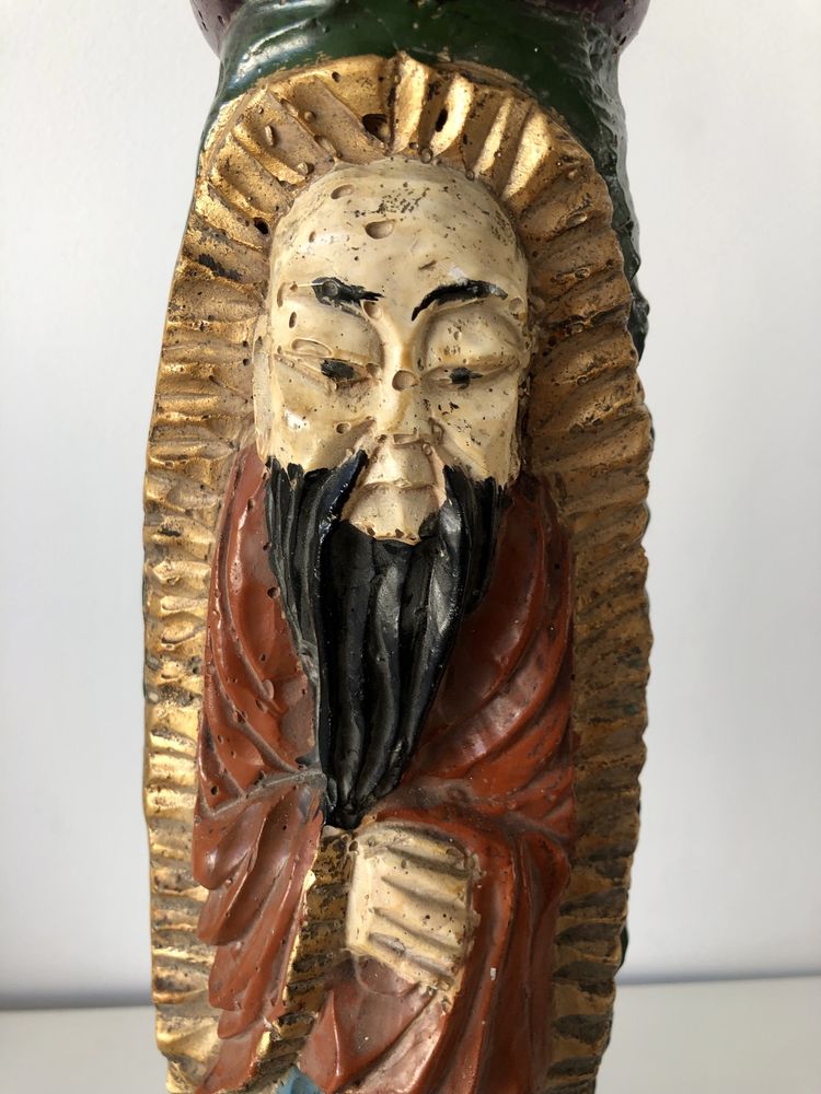 Candeeiro em gesso pintado, figura oriental