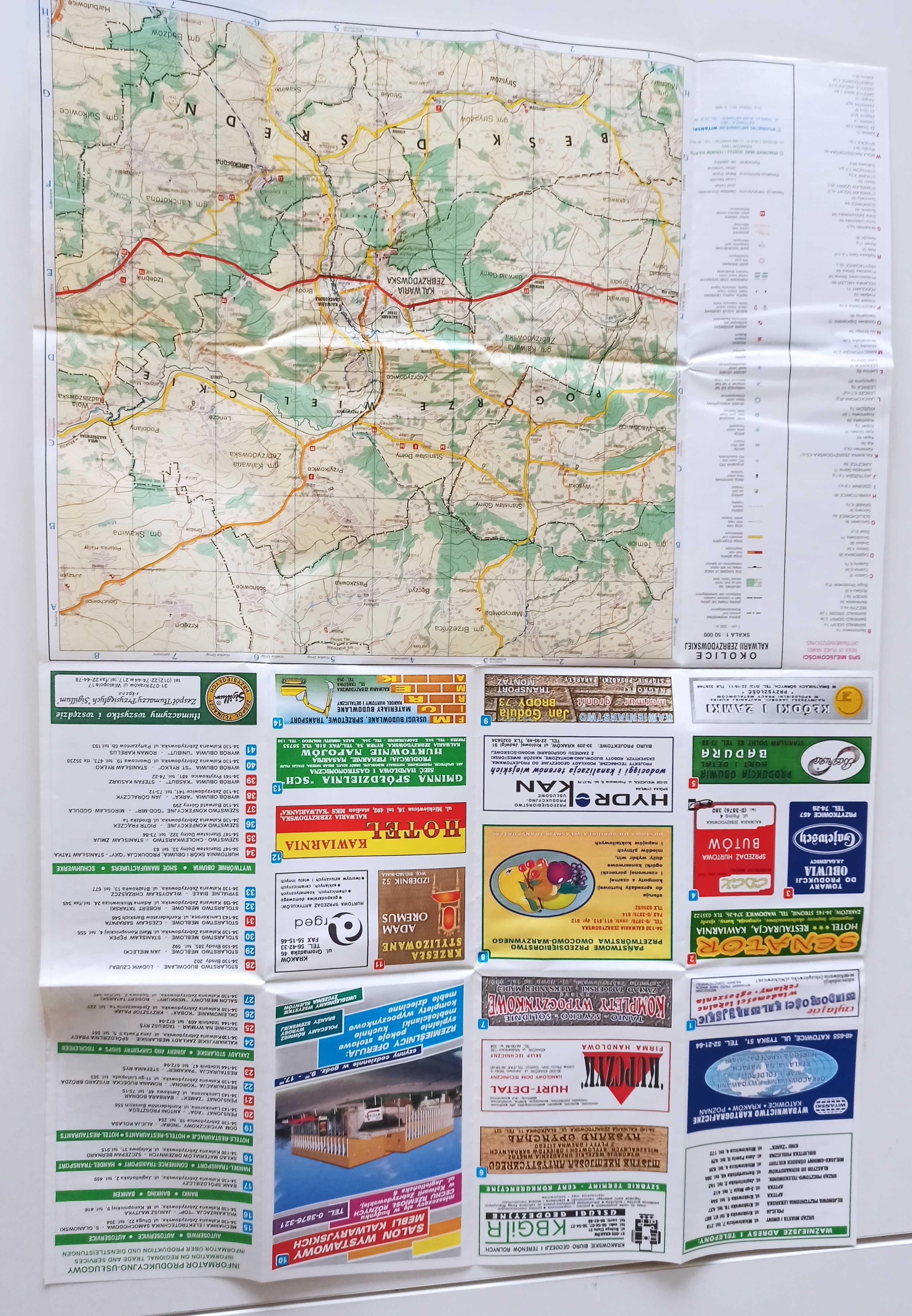 Kalwaria Zebrzydowska stara mapa KBGiTR 1993 Dróżki kalwaryjskie