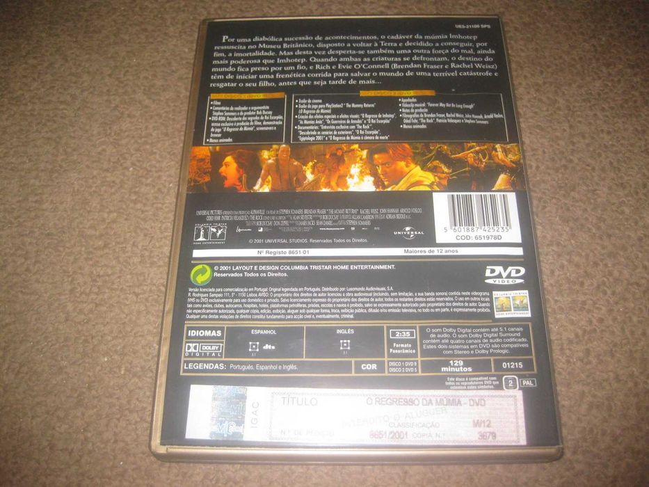 "O Regresso da Múmia" com Brendan Fraser/Edição Especial com 2 DVDs!