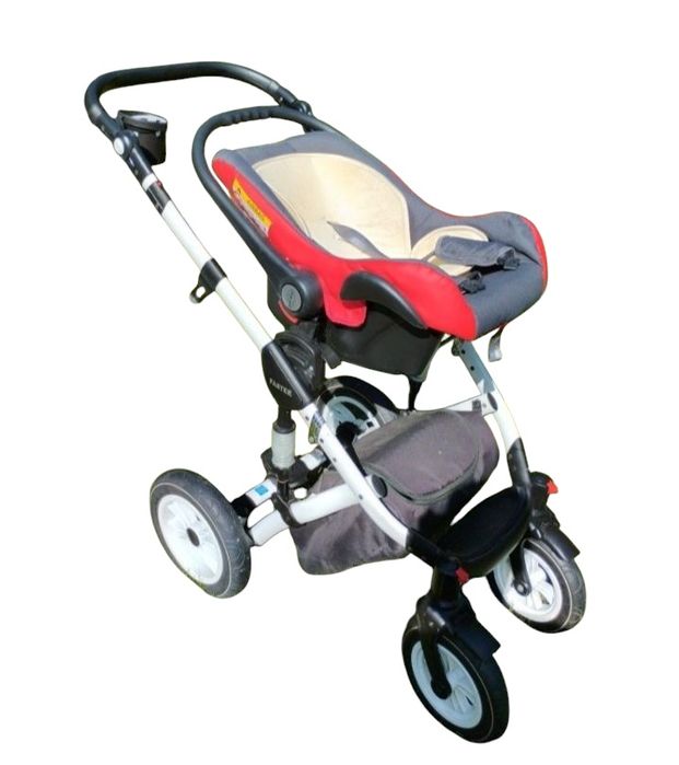 Wózek , spacerówka, nosidełko akcesoria BabyMerc biało - czerwony.