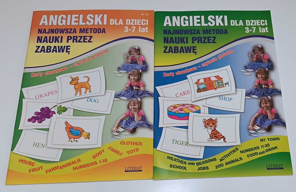 Zestaw fiszek do do angielskiego 3-7 lat do kolorowania i wycięcia