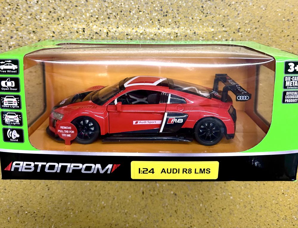 Машина металева 68262A "Автопром",1:24 Audi R8 LMS, відкр.двері