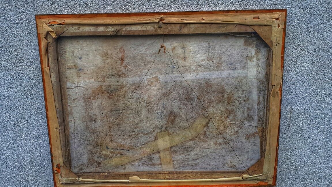 Obraz olejny płótno Św.Magdalena w grocie Pompeo Batoni sygnowany 1958