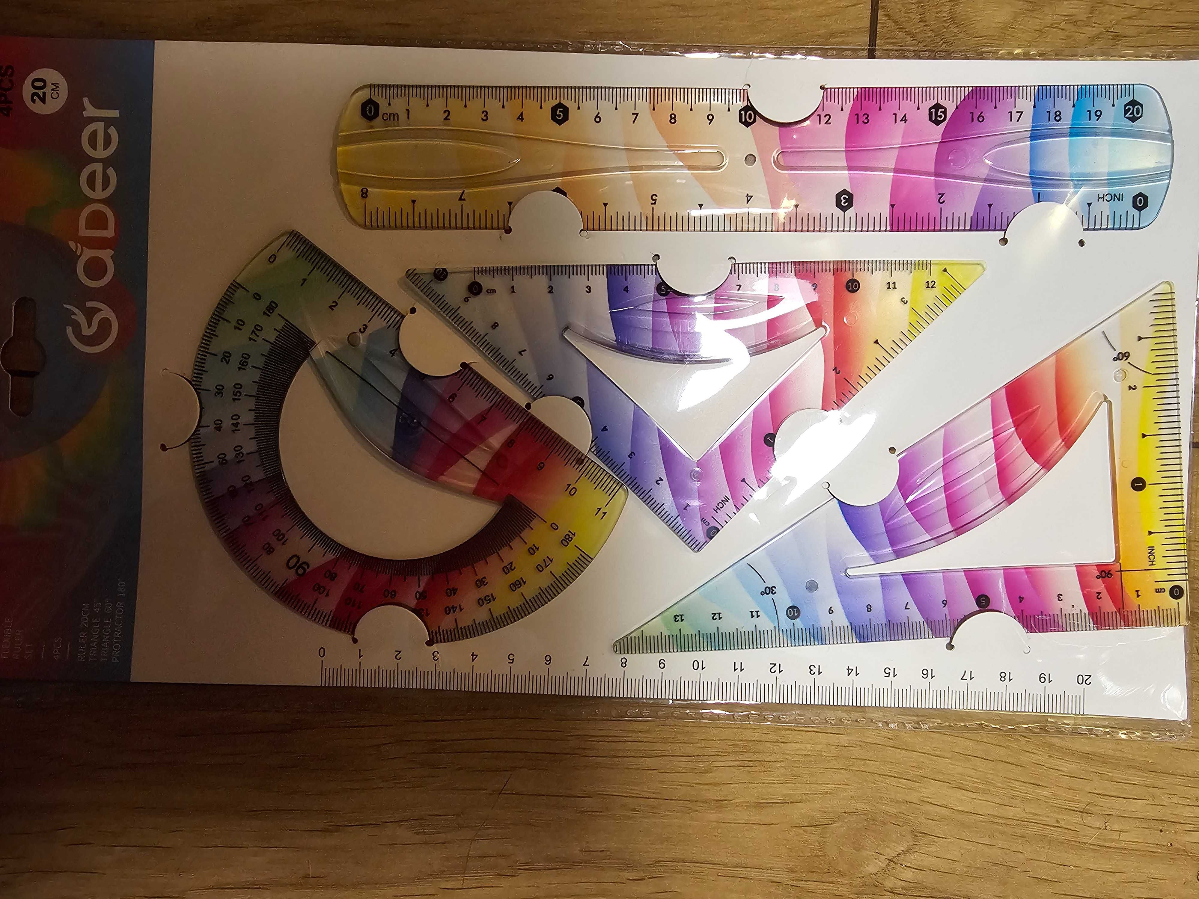 Zestaw 4 linijek Elastyczne linijka odporna na złamanie, geometria