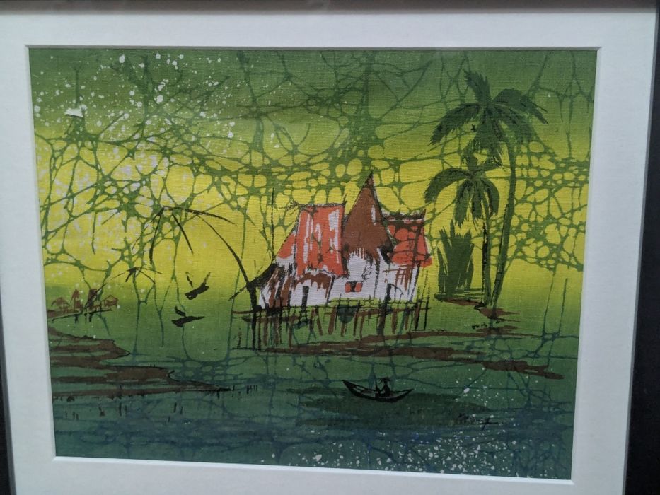 Картина на тканині. Малайзійське село