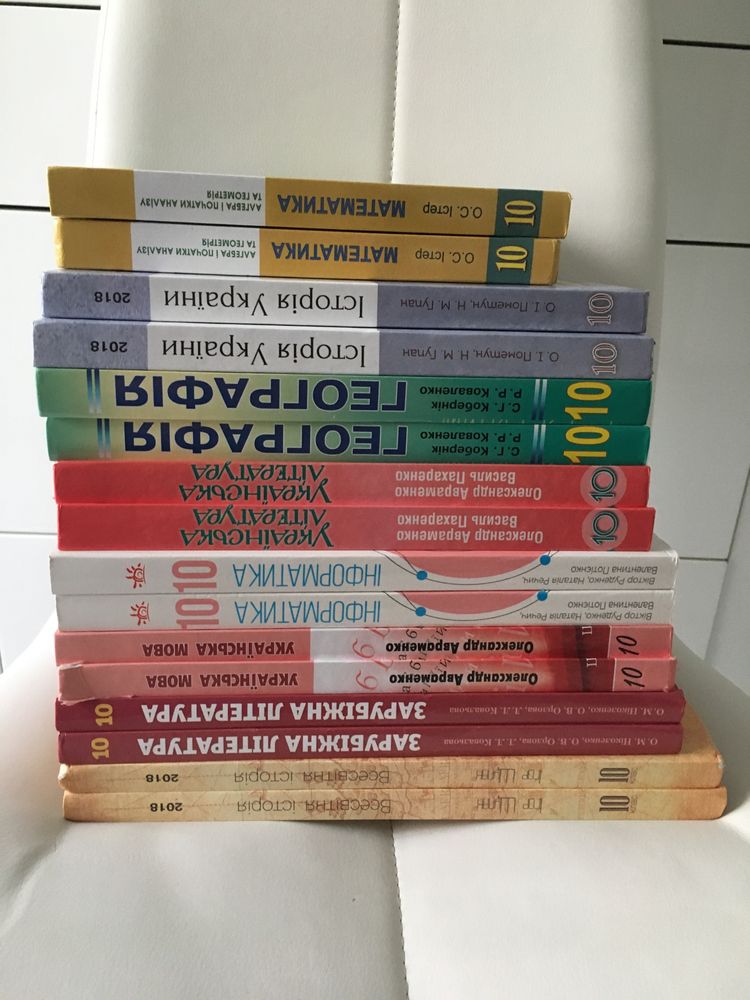 Підручники для 10 класу, математика, історія України, Географія