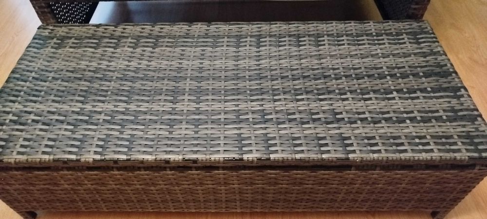 Nowa sofa rozkładana technorattan szara plus gratis nowy szary leżak