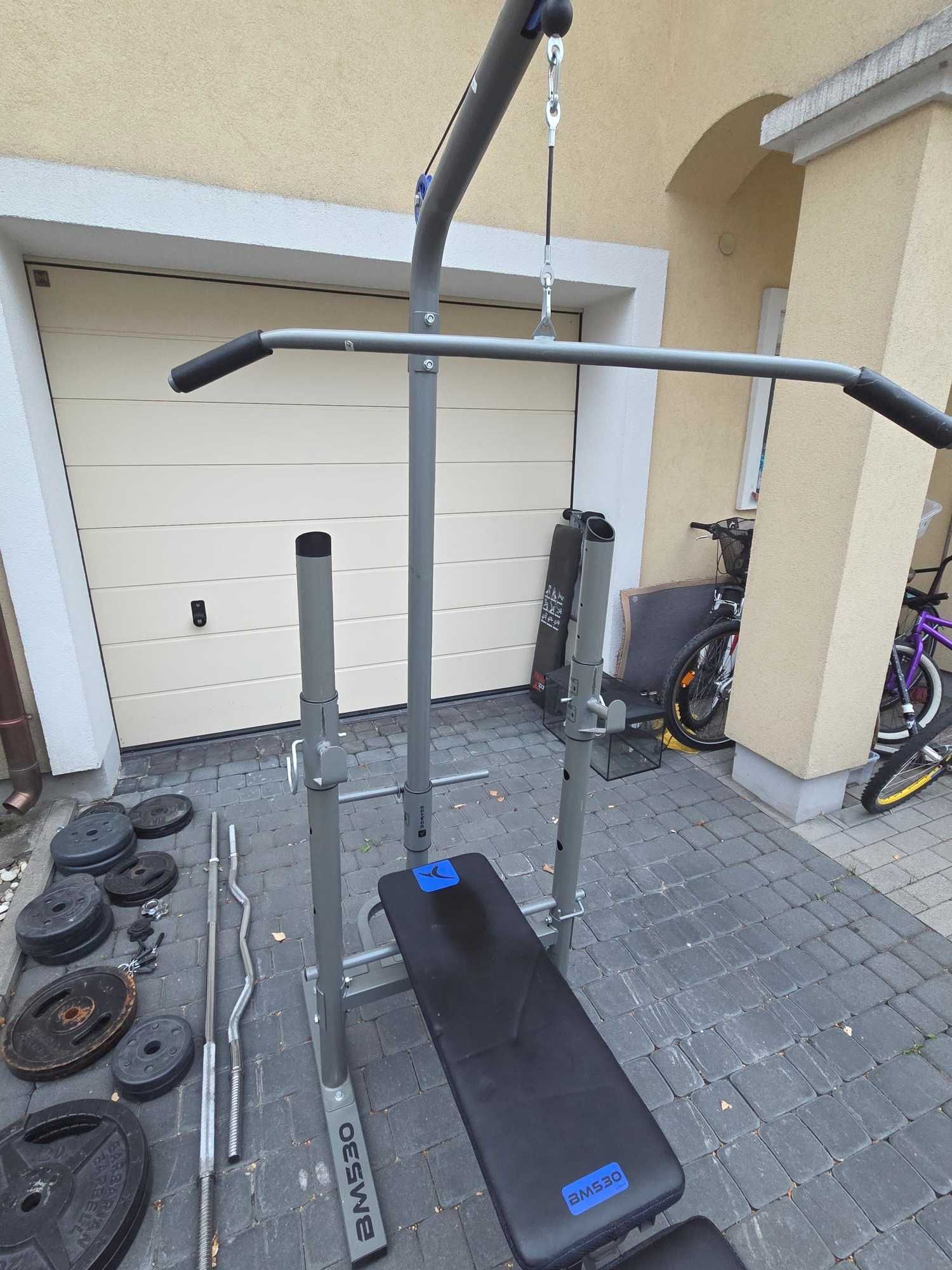 Ławeczka DOMYOS BM530 + Gryf prosty + gryf łamany + obciążenia