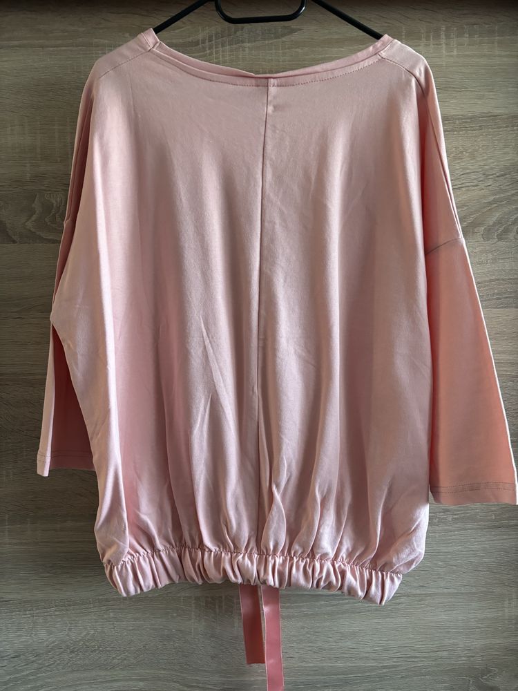 Bluzka damska MDG Fashion, S, oversize, różowa, panterka, rękaw 3/4
