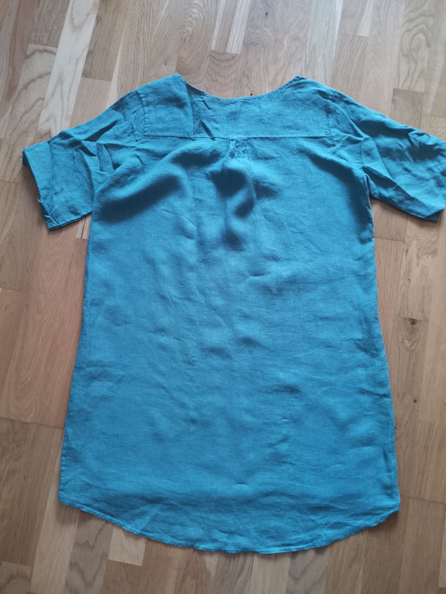 Zielona lniana sukienka oversize