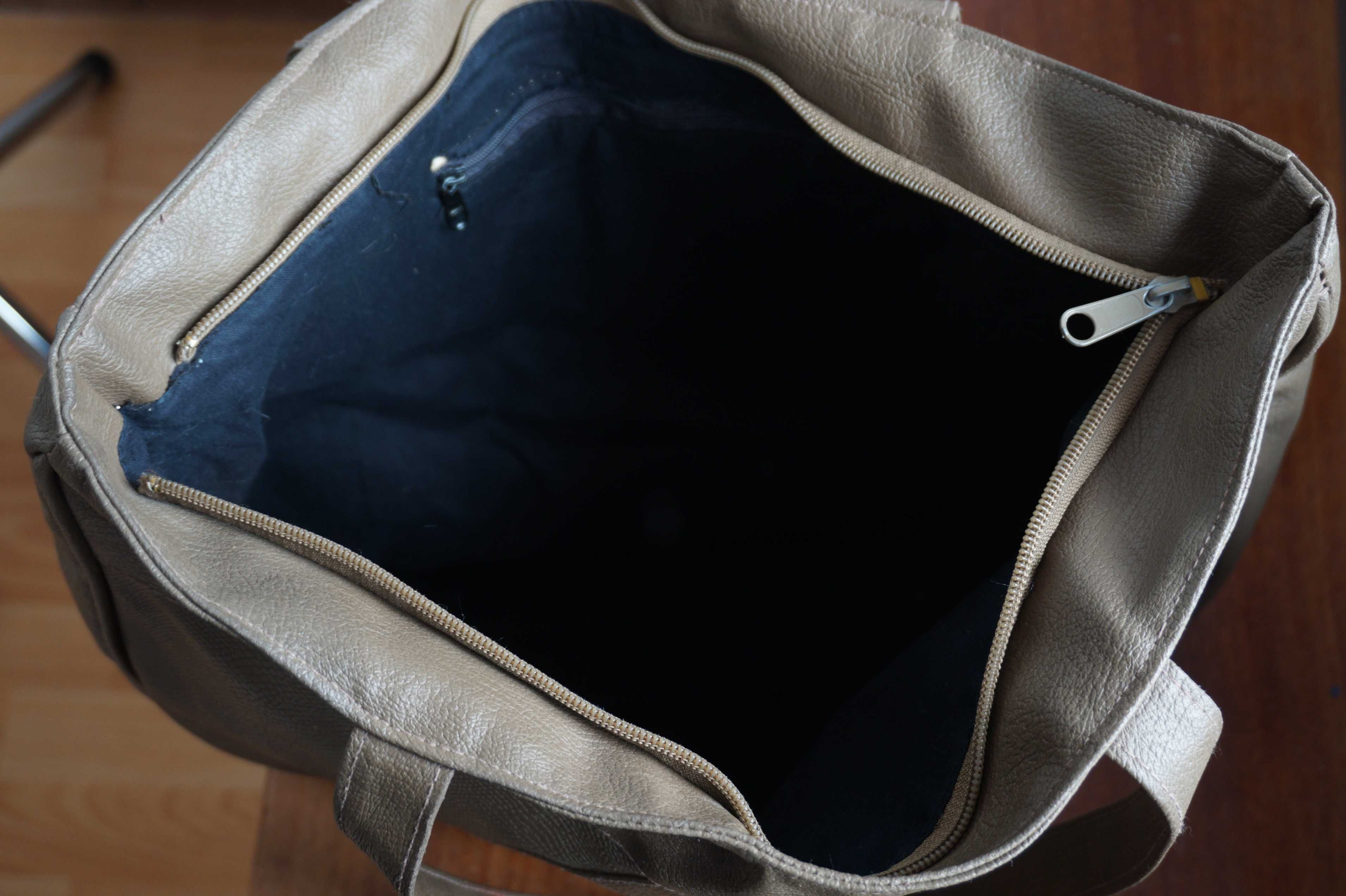 Wielka torba shopper brąz taupe wzór krokodyl