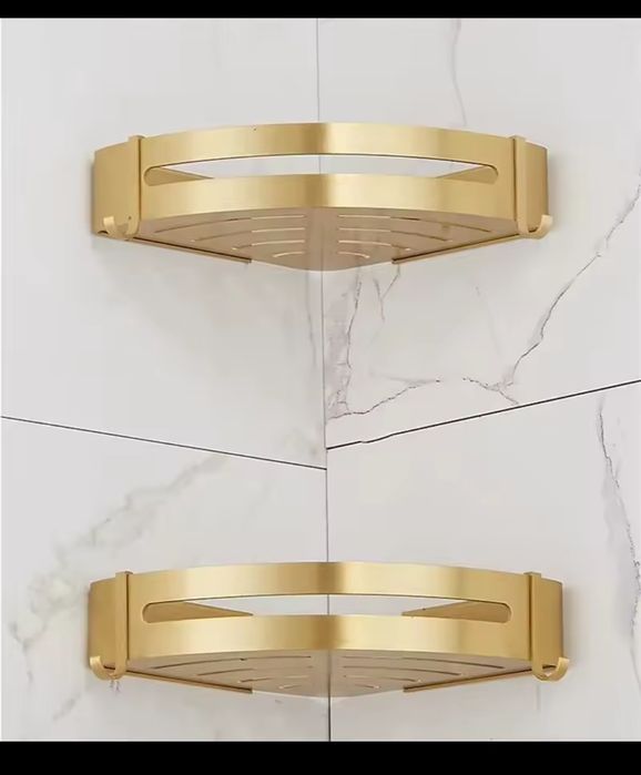 Narożna półka łazienkowa złoto szczotkowne