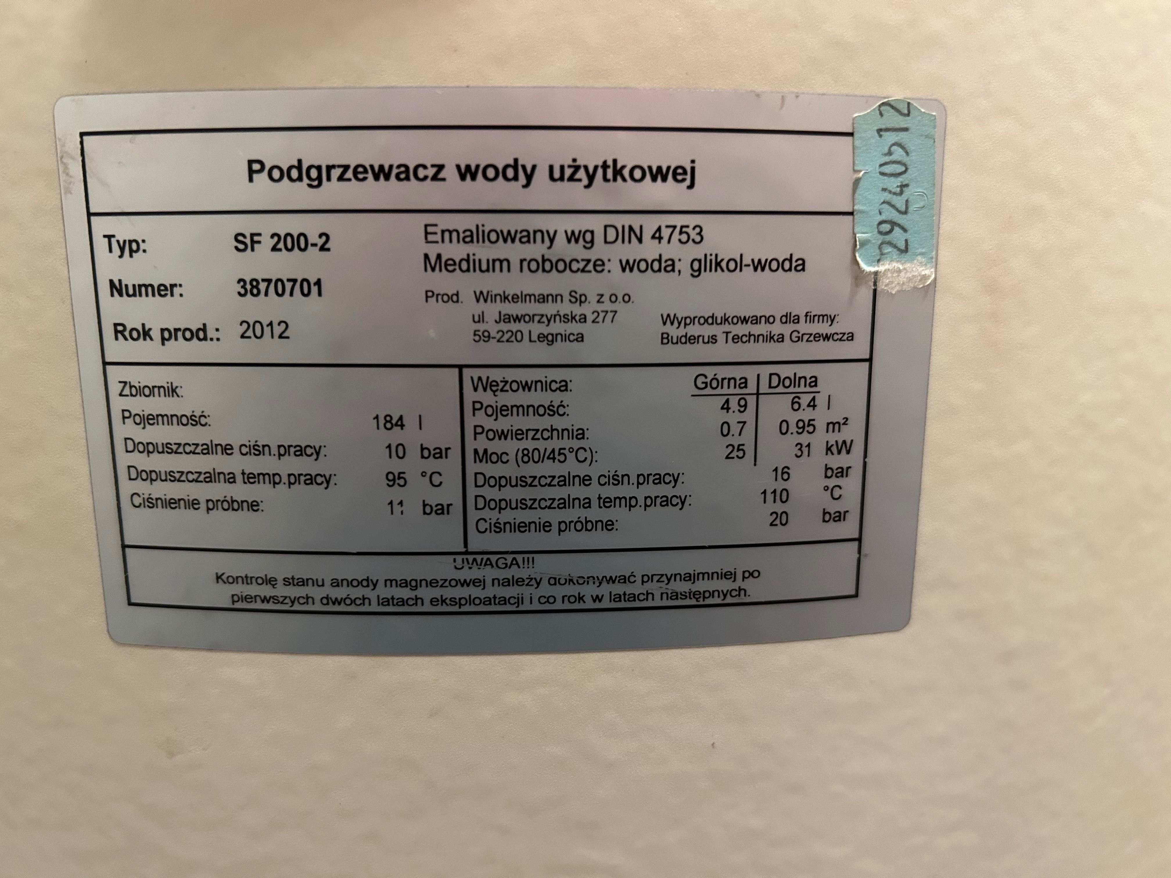 Podgrzewacz wody użytkowej