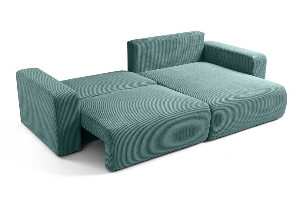 Wygodny narożnik rogówka GUSTO sztruks z pojemnikiem i spaniem!