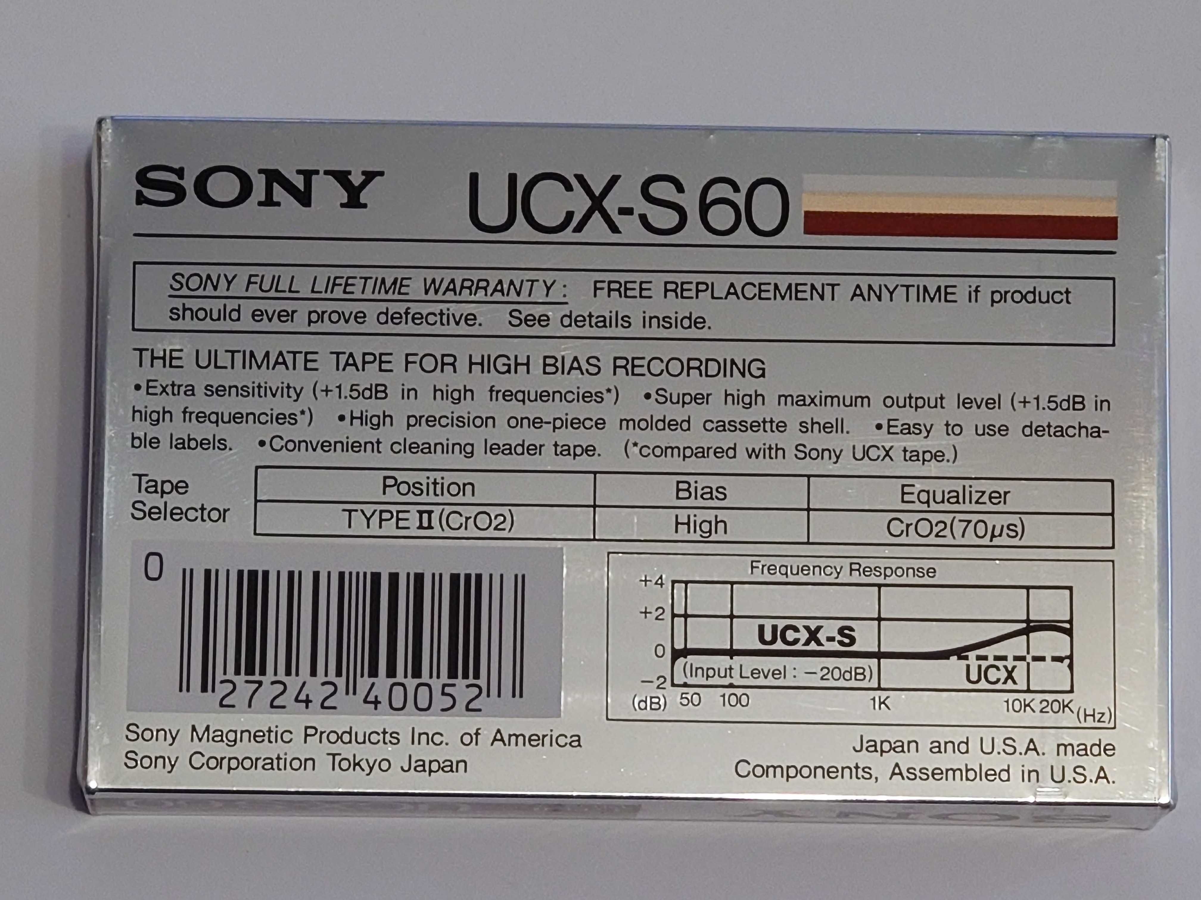 Sony UCX-S 60 model na rok 1985 rynek Amerykański