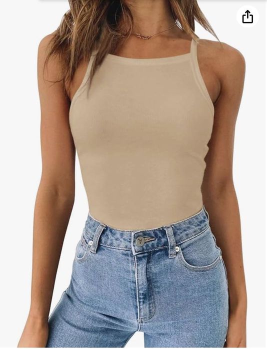 Damskie body bez rękawów w kolorze cielistym, rozmiar 2XL REORIA