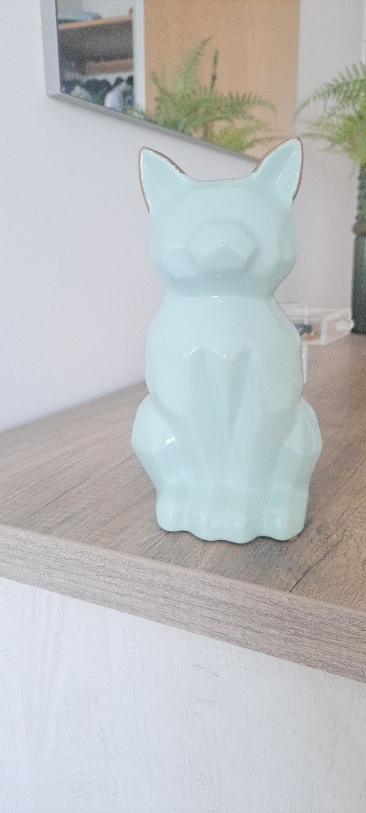 Gato decorativo verde água