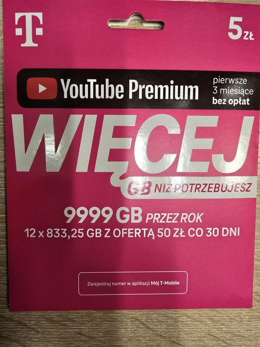 Starter T-Mobile z atrakcyjnym numerem telefonu! Dodatkowo YT Premium