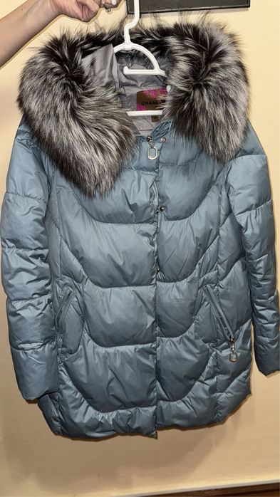 женский зимний пуховик,зимняя куртка CHANEVIA с мехом чернобурки