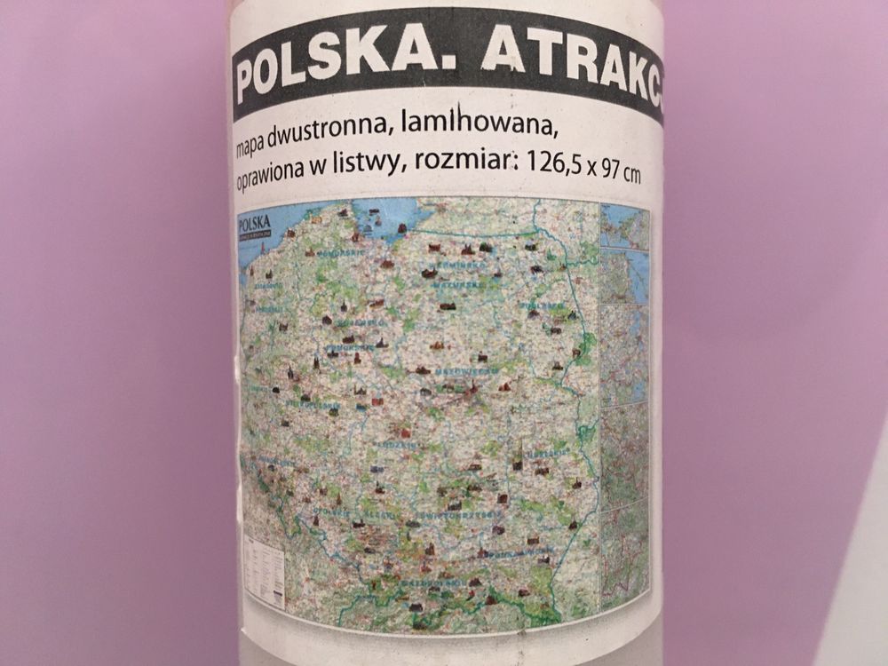 Mapa ścienna - atrakcje turystyczne Polski 126x97 cm