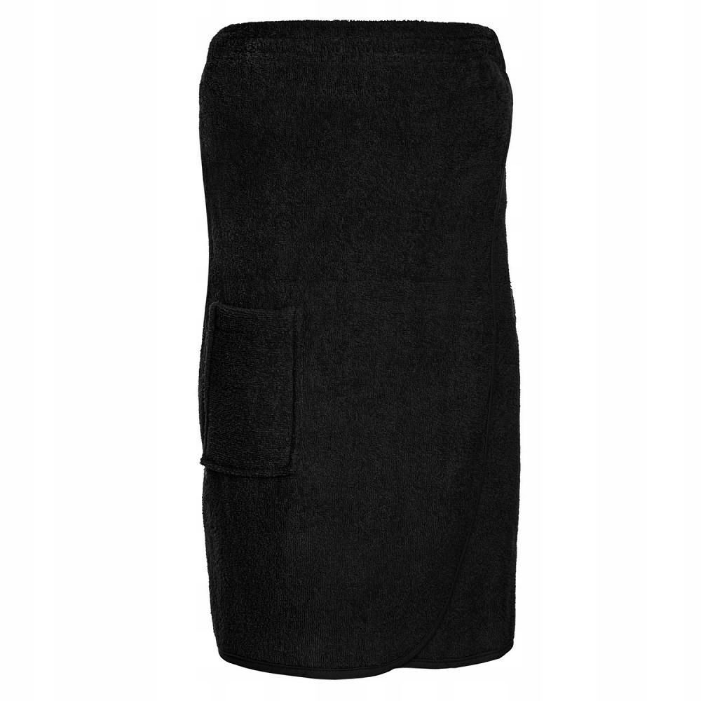 Ręcznik damski do sauny Pareo L/xl czarny frotte bawełniany