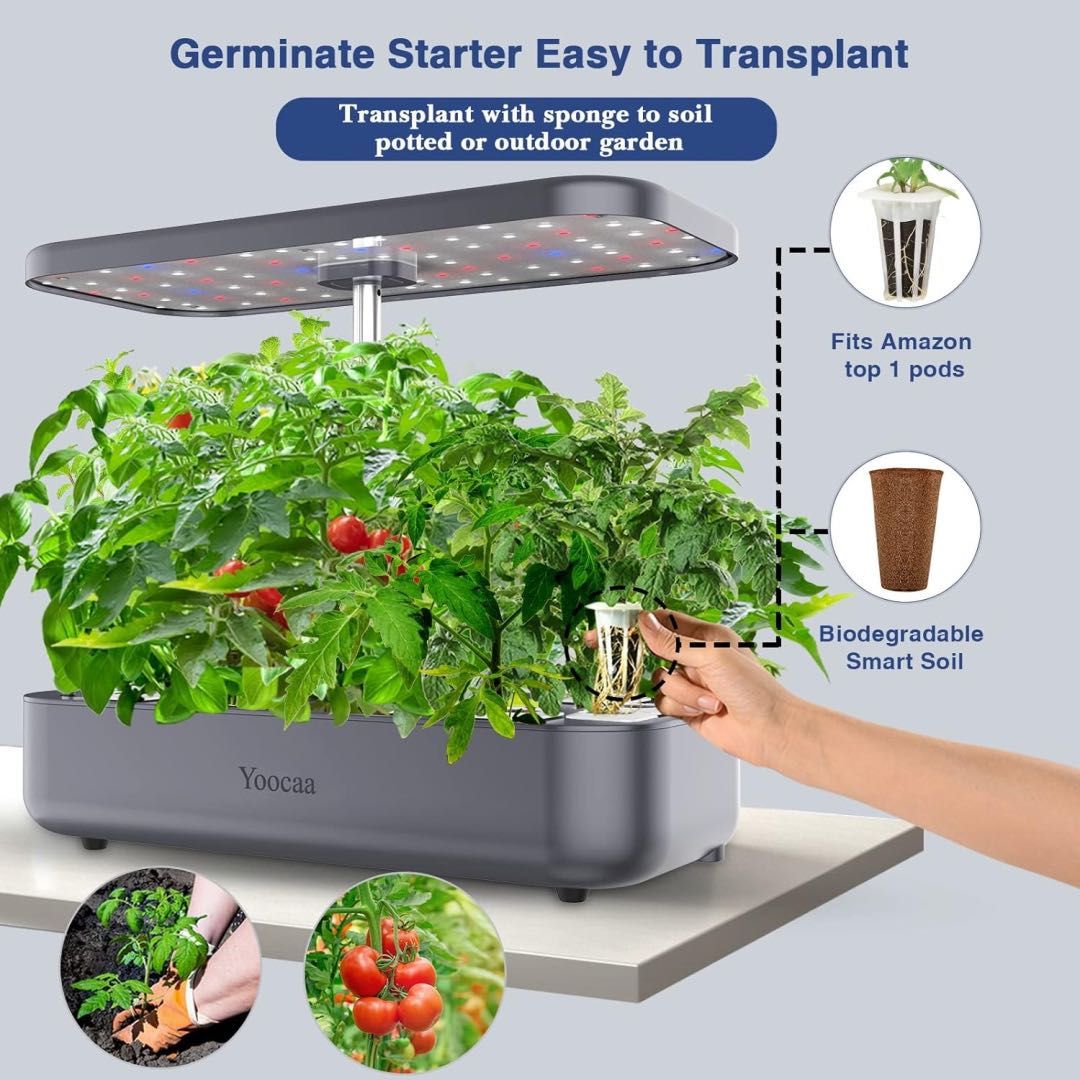Yoocaa 12 Hydroponics Grow System uprawy 12 hydroponicznej, 49 cm LED