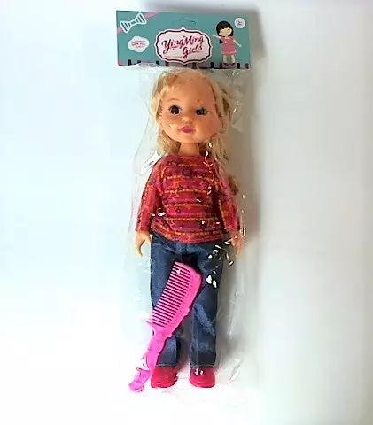 Lalka blondynka 33 cm z grzebieniem. M&Z