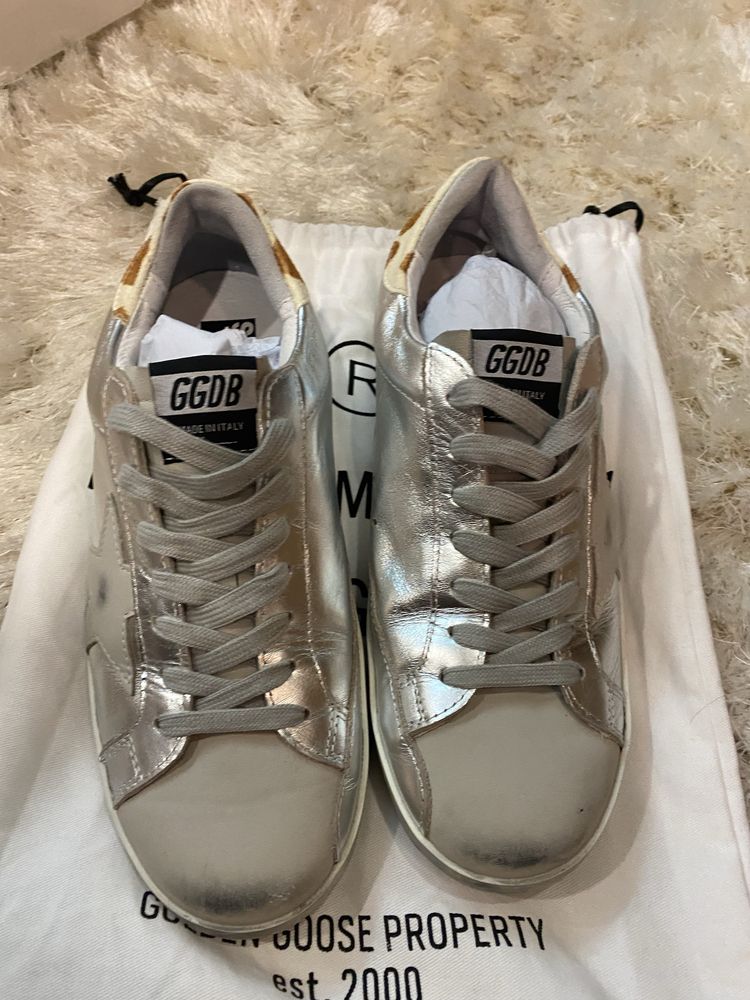 Golden Goose Prateados Com Padrao Tigresa